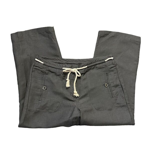 Sandro Linen Blend High Rise Cropped Pants with Rope Tie Belt Size 6 - Picture 1 of 11